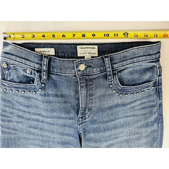 Lucky Brand 29X33 Women's Low Rise Flare Yellowstone Embroidered Y Jeans Sz 8/29 - Picture 2 of 16